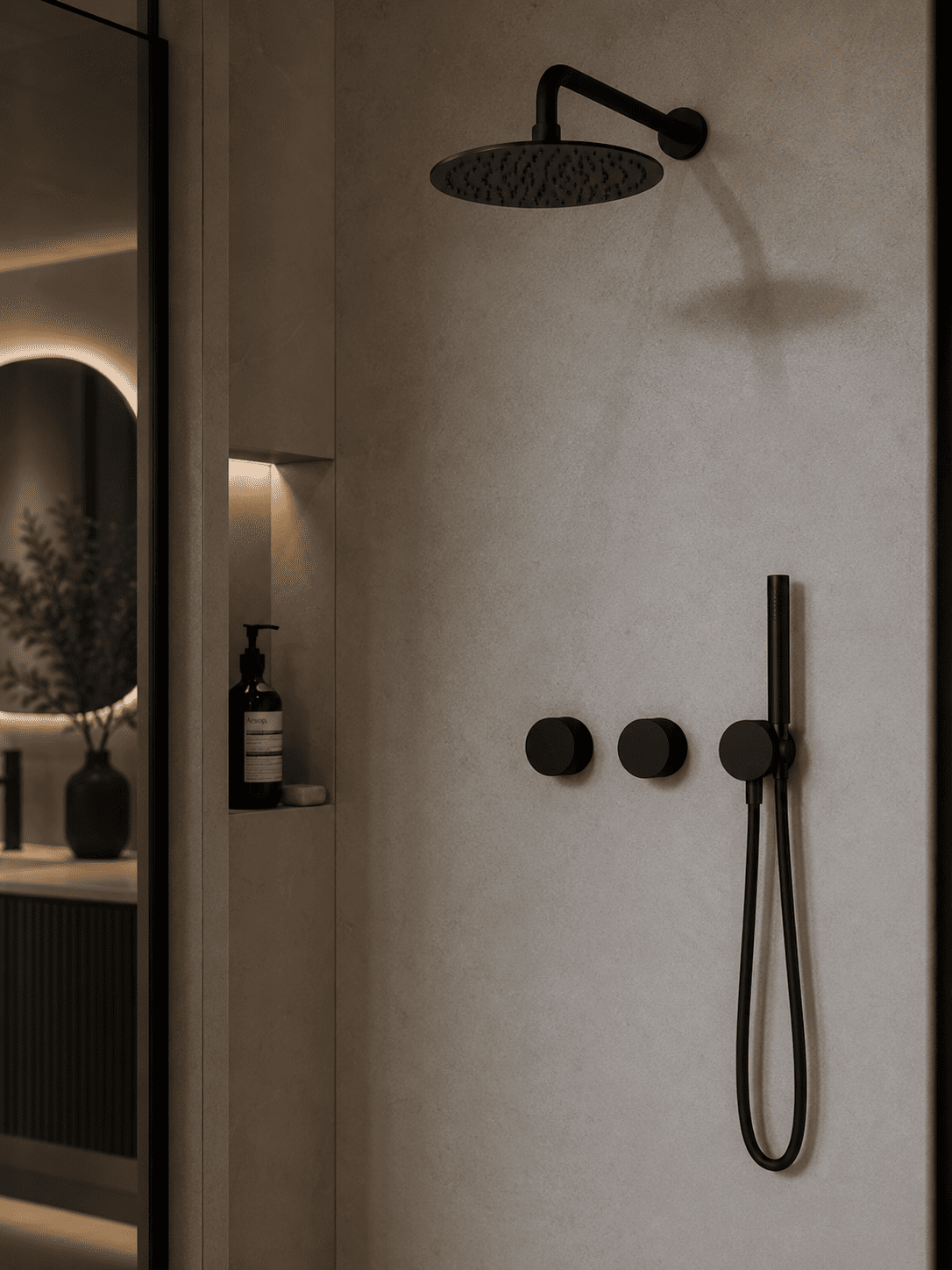 incool set douche thermostatique 2 voies noir grb Robinetteries - Antarès Carrelage